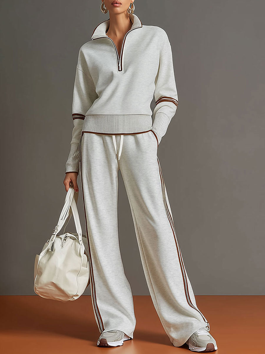 Retro Chic Sports Set – Half-Zip & Trousers