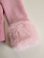 Lapel Multi-button Faux Suede And Fur Blazer