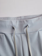 Fashionable Sporty Gray-blue Long-sleeved Half-zip Top And Trousers Set