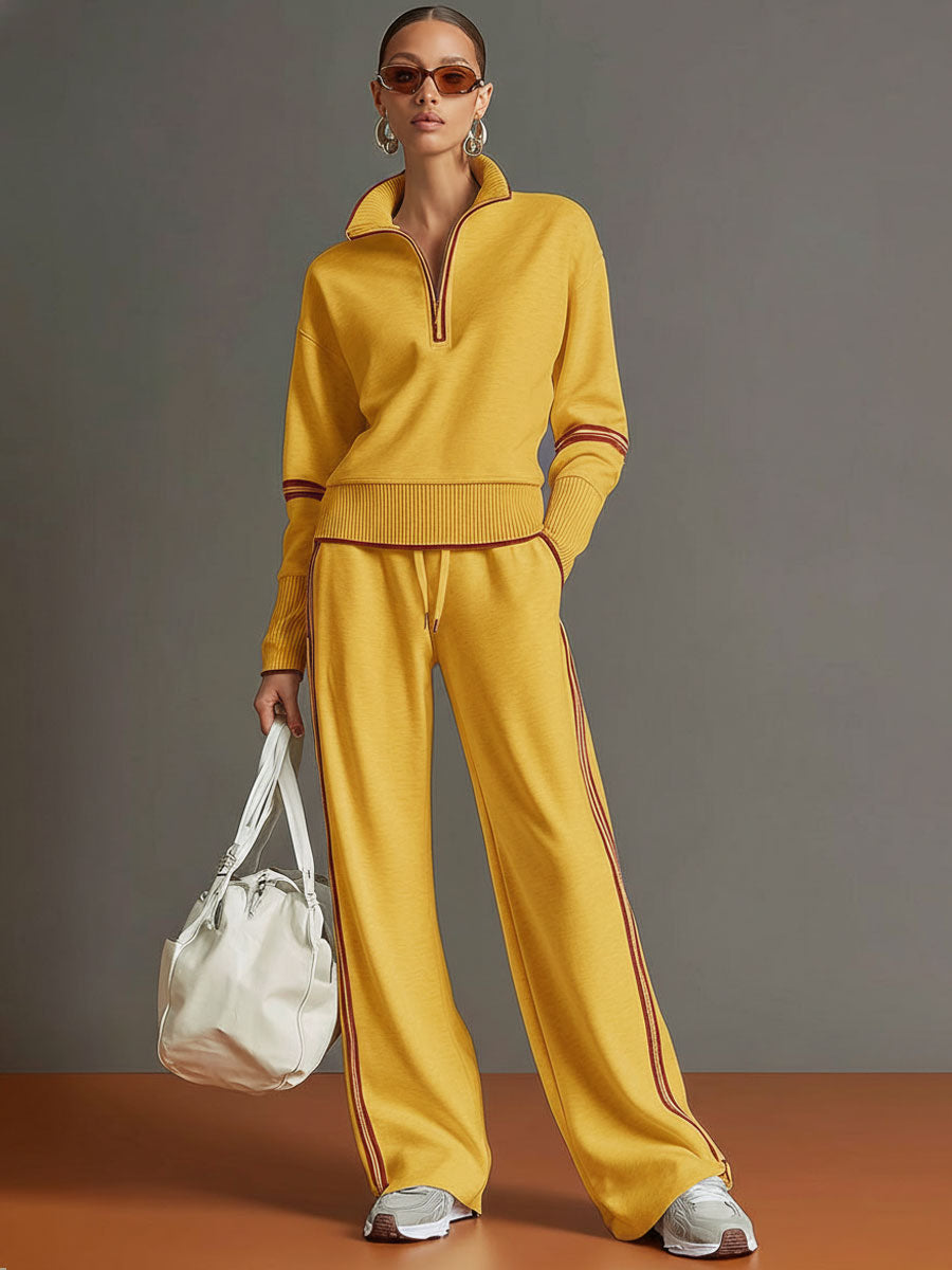 Retro Chic Sports Set – Half-Zip & Trousers