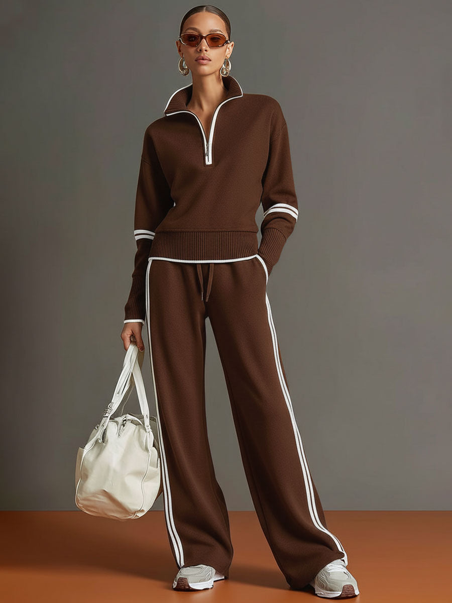 Retro Chic Sports Set – Half-Zip & Trousers