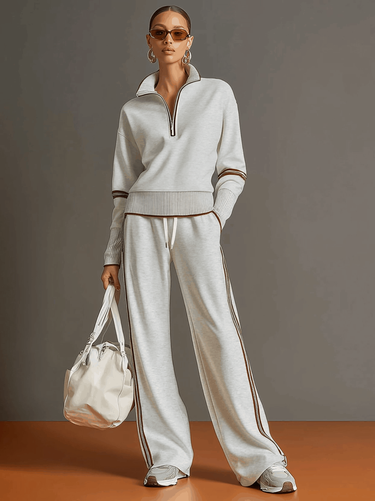 Retro Chic Sports Set – Half-Zip & Trousers