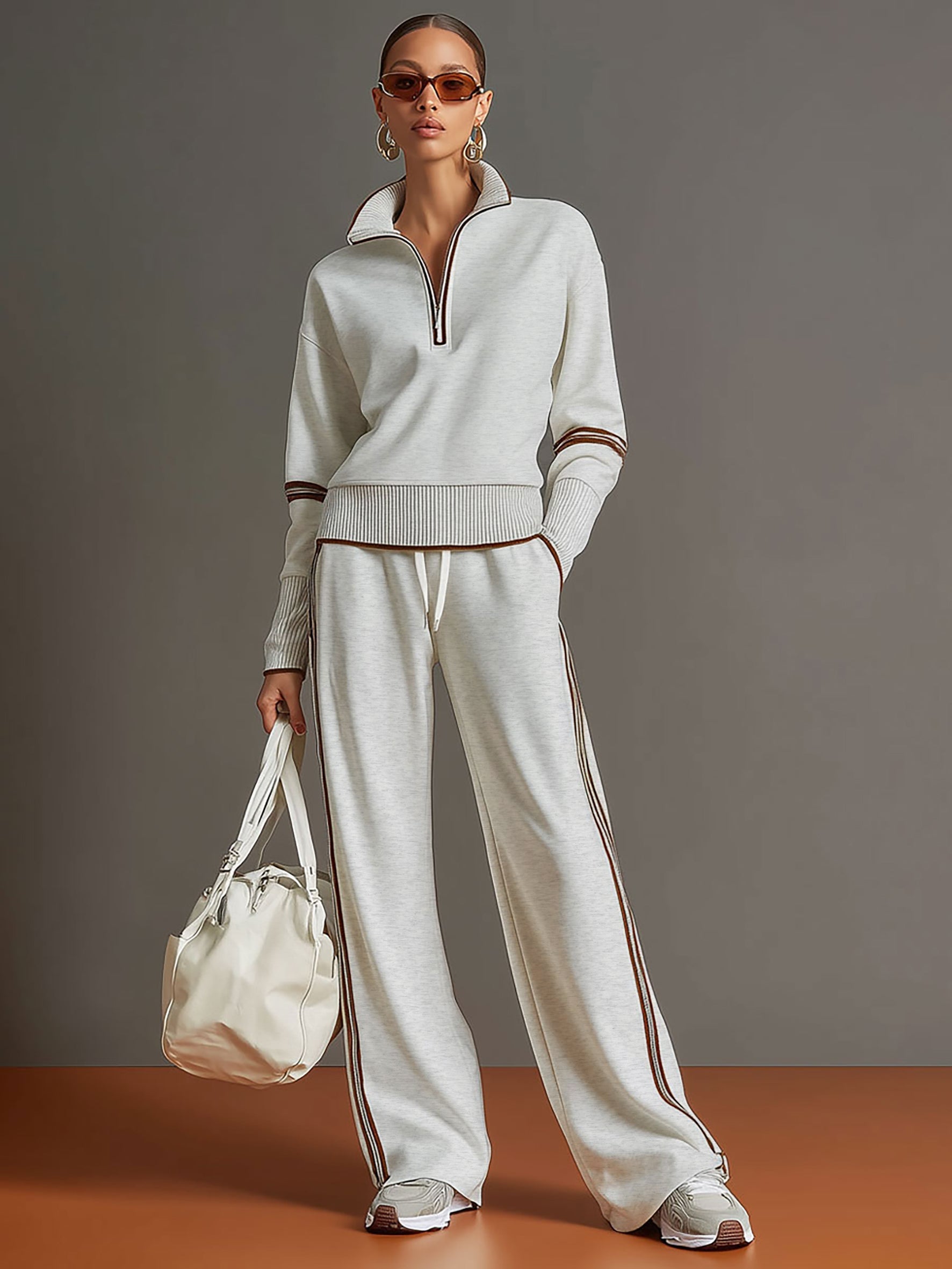 Retro Chic Sports Set – Half-Zip & Trousers